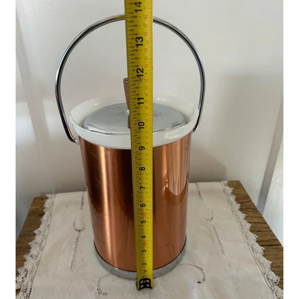 Vintage Kromex MCM Copper Color and Chrome with Wood Ice Bucket Barware